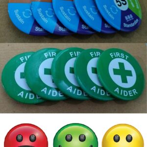 Magnetic Badges 5S- 5 nos., First Aider- 5 nos., KPI- 15 nos.