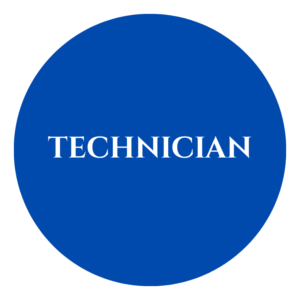 Technician 58 mm Circular Badge with pin - 5 nos