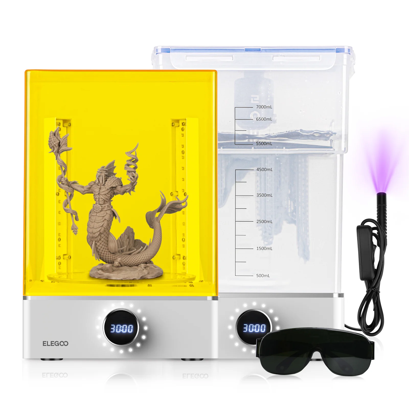 ELEGOO Mercury XS Bundle Washing & Curing Station | Resin 3D Print Post-Processing System ELEGOO Mercury XS Bundle washing and curing station for resin 3D printer post-processing