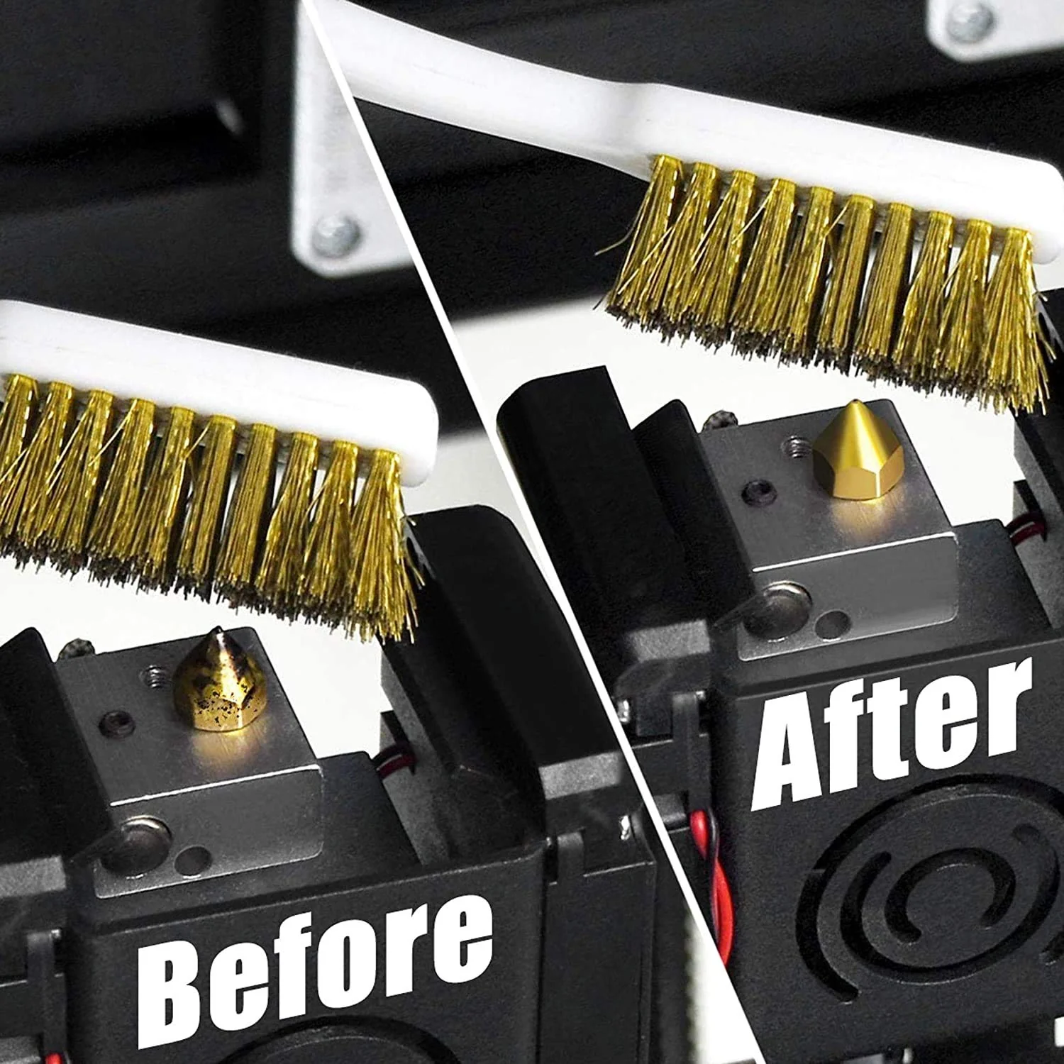 Copper Brush for Nozzle Cleaning | 3D Printer Maintenance Tool Copper brush used for cleaning 3D printer nozzles and removing filament residue