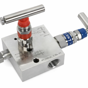 2 valve manifold with process and instrument connection through flat bar with vent plug