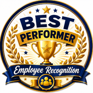 LeanKia Best Performer Metal Button Badge – 58 mm Employee Recognition Pin