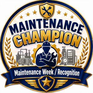 LeanKia Maintenance Champion, 58 mm Round Metal Button Badge
