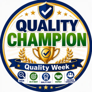 LeanKia Quality Champion, 58 mm Round Metal Button Badge