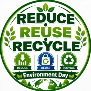 LeanKia Reduce Reuse Recycle, 58 mm Round Metal Button Badge