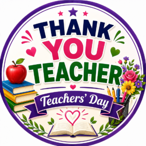 LeanKia Thank You Teacher, 58 mm Round Metal Button Badge